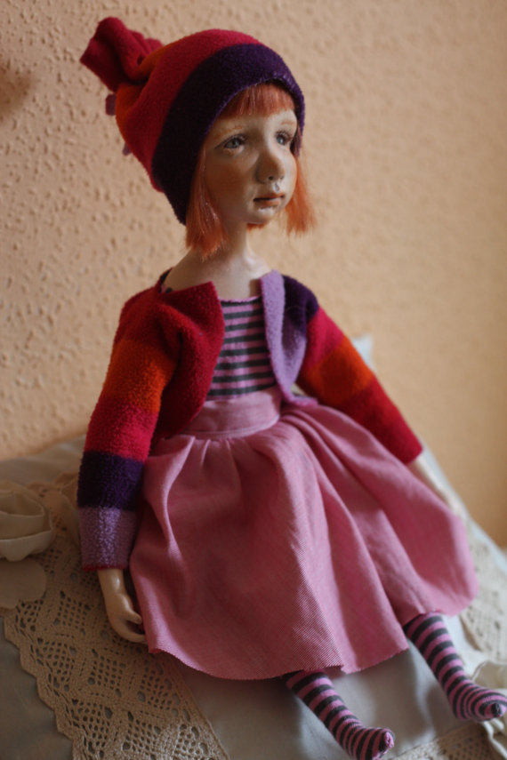 handmade art clay doll, ooak art doll,ooak doll, paper clay doll