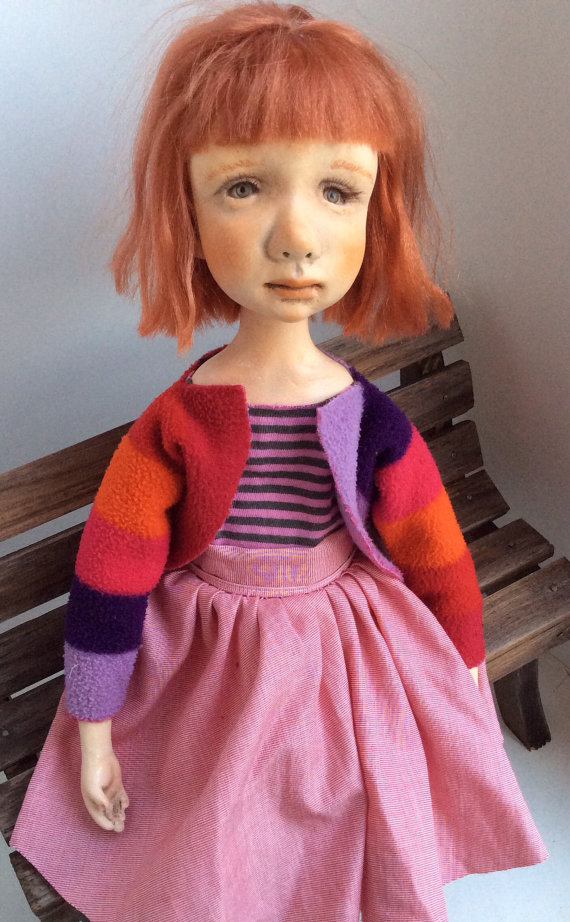 handmade art clay doll, ooak art doll,ooak doll, paper clay doll